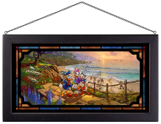 Donald and Daisy A Duck Day Afternoon Disney Art Framed Stained Glass Look Suncatcher Panel