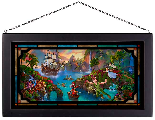 Peter Pan’s Neverland Disney Art Framed Stained Glass Look Suncatcher Panel