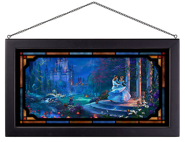 Cinderella Dancing in the Starlight Disney Art Framed Stained Glass Look Suncatcher Panel