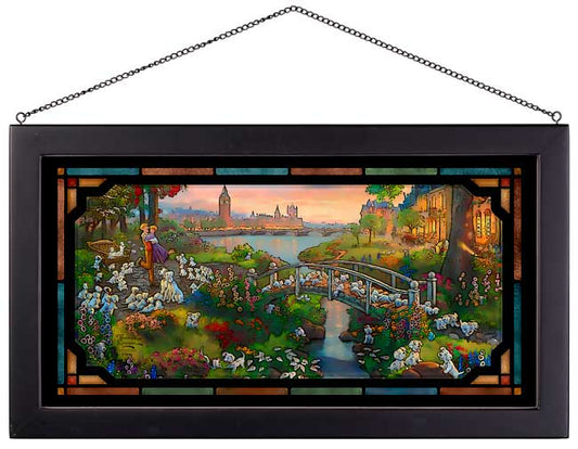 101 Dalmatians Disney Art Framed Stained Glass Look Suncatcher Panel