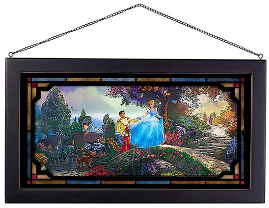 Cinderella Wishes Upon a Dream Disney Art Framed Stained Glass Look Suncatcher Panel