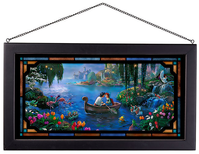 The Little Mermaid Kiss the Girl Disney Art Framed Stained Glass Look Suncatcher Panel