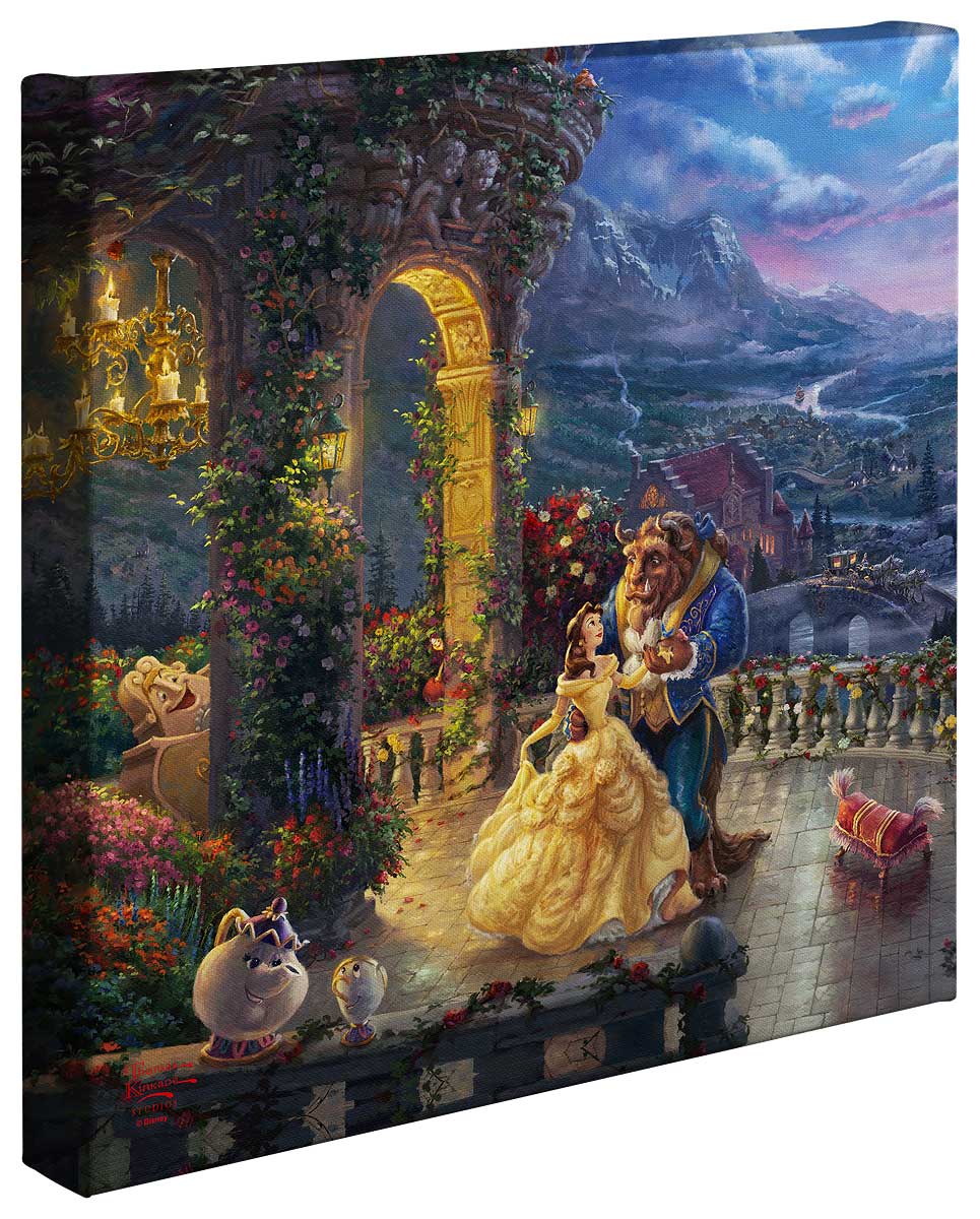 Beauty and the Beast Dancing  Disney Art Wrapped Gallery Canvas 14" x 14"