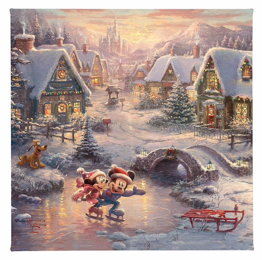 Mickey and Minnie Sweetheart Christmas Disney Art Gallery Wrapped Canvas 14"x 14"