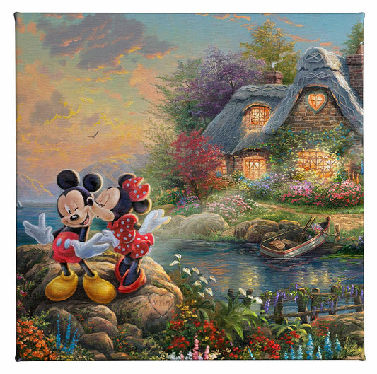 Mickey and Minnie Sweetheart Cottage Disney Art Gallery Wrapped Canvas 14"x 14"