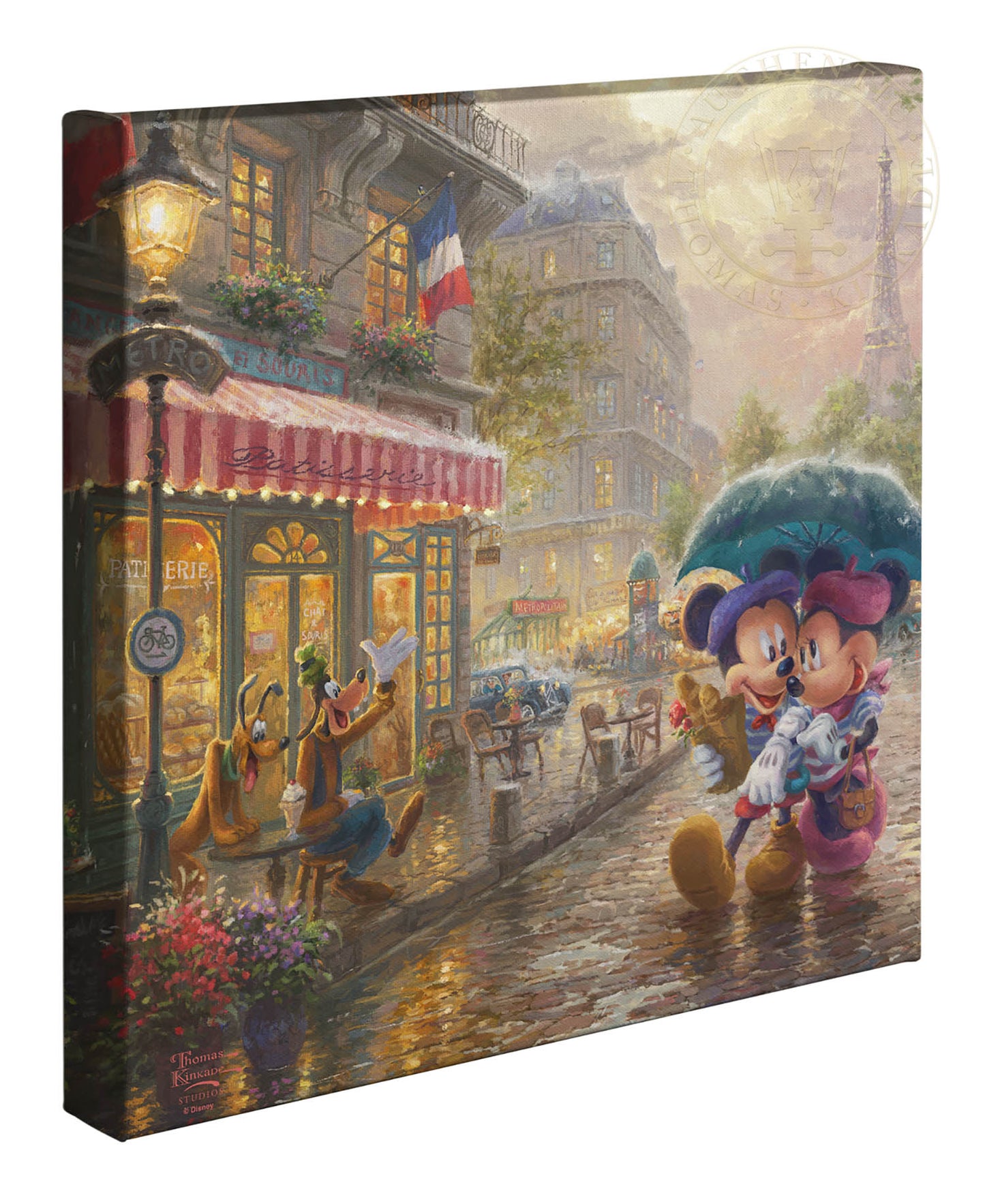 Mickey and Minnie in Paris Disney Art Gallery Wrapped Canvas 14" x 14"