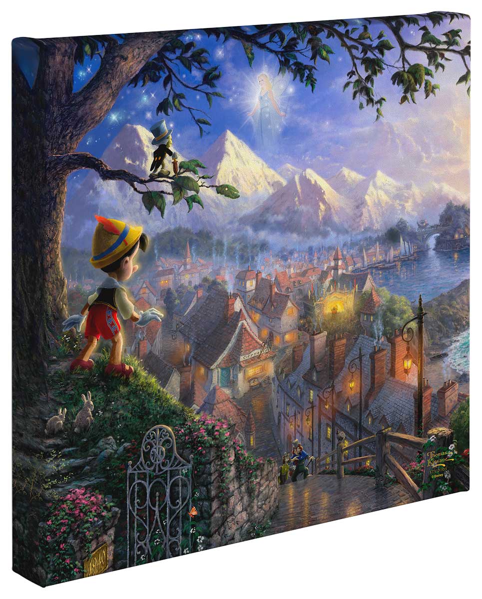 Pinocchio Wishes Upon a Star Disney Art Gallery Wrapped Canvas 14" x 14"