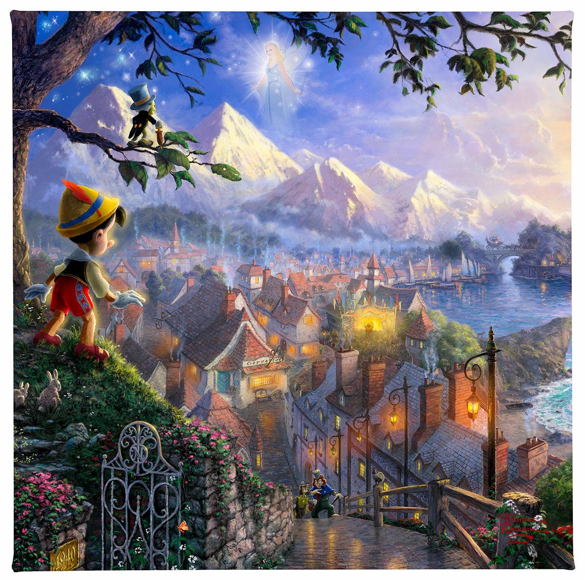 Pinocchio Wishes Upon a Star Disney Art Gallery Wrapped Canvas 14" x 14"